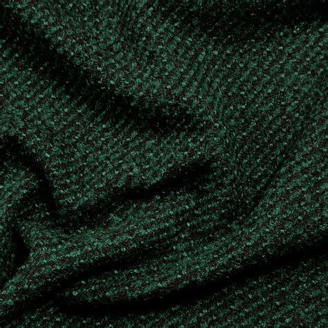 Green and Black Dyed Tweed Coat Fabric