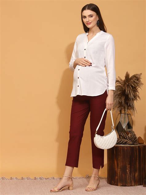 Maternity Cotton Linen Shirt - White