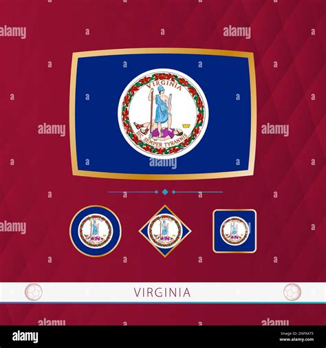 Set of Virginia flags with gold frame for use at sporting events on a ...