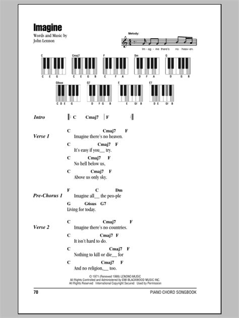 Imagine sheet music by John Lennon (Lyrics & Piano Chords – 87340)