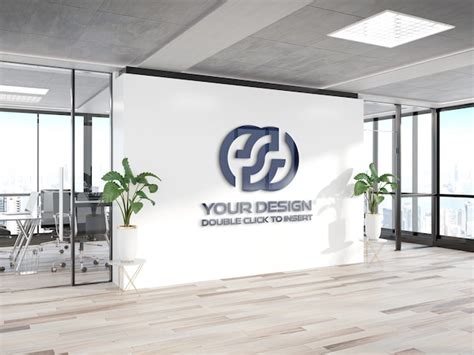 Logo on office wall mockup | Premium PSD