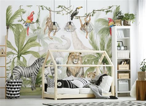 Walltastic Jungle Safari Wallpaper Mural Fsc Paper Multi 8 Feet ...