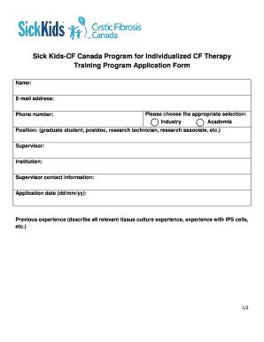 Fillable Online Sick Kids-CF Canada Program for Individualized CF ...
