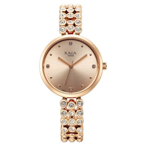 Buy Online Titan Raga Showstopper Quartz Analog Rose Gold Dial Metal ...