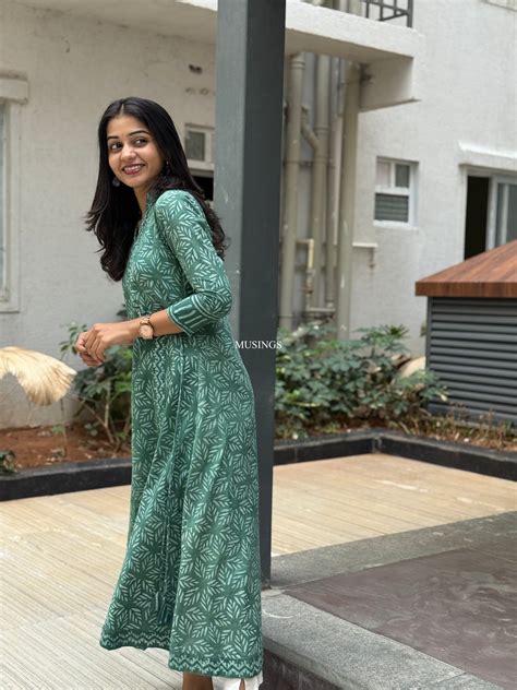 Sage - Dabu Handblock Printed Angrakha Style A line Kurta – Musings
