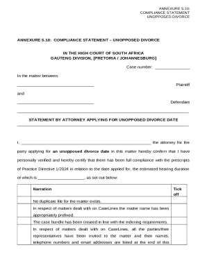 10:COMPLIANCE STATEMENT UNOPPOSED DIVORCE Doc Template | pdfFiller