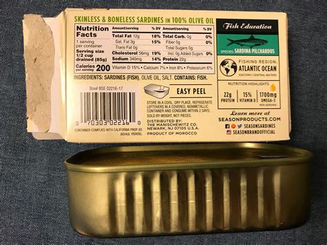 Season Wild Caught Sardines in Olive Oil Can Thickness Size - Harvey ...