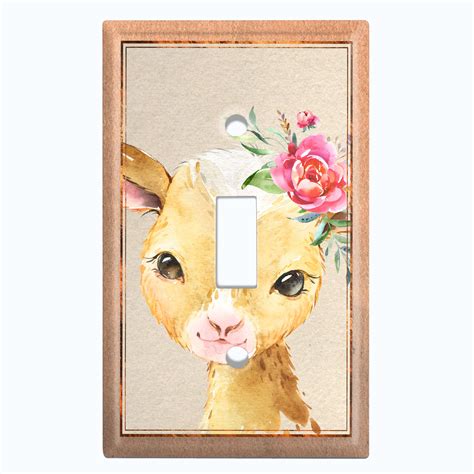 WorldAcc Cute Animal Baby Doe Light Brown Flower 1-Gang Toggle Light ...