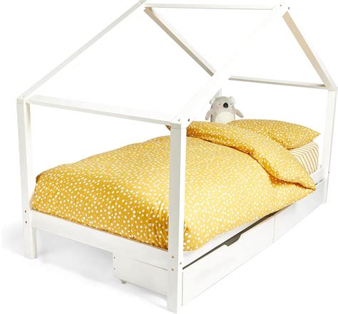 Buy VonHaus Childrens Single Bed Frame 3ft - House Canopy Shape - White ...