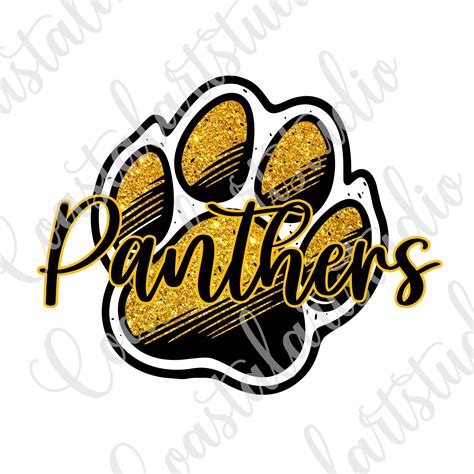 Panthers Paw Print PNG Black Gold Sublimation Design Sports Mascot Png ...