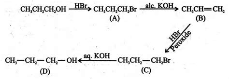 In the following sequence of reactions. CH 3 CH 2 CH 2 OH stackrel HBr ...