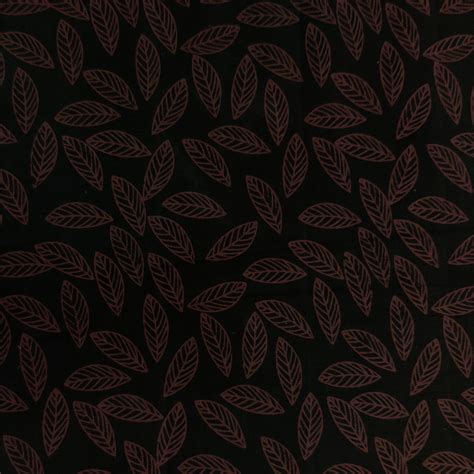 Pure Cotton Discharge Print Black And Maroon All Over Leaves Pattern H ...