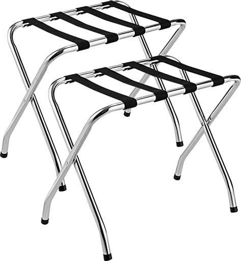 AMENITIES DEPOT Folding Chrome Stainless Steel Luggage Rack Without ...