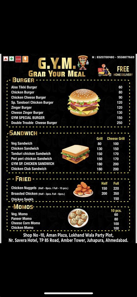 Menu at Grab Your Meal, Ahmedabad