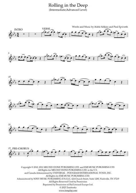 Rolling in the Deep (Adele) - Keman Notalar