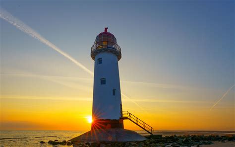 Download wallpaper 2560x1600 lighthouse, shore, sea, sand, sunrise ...