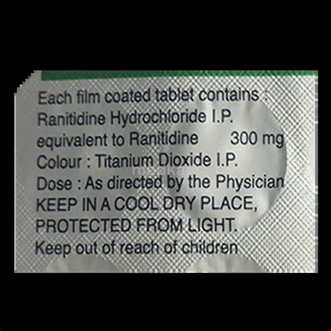 RANITIN 300MG TABLET 20'S - Uses, Side Effects, Price and Generic ...