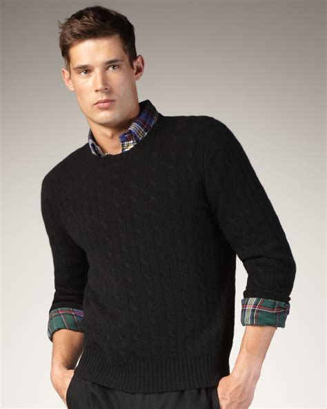 Lyst - Polo Ralph Lauren Cable-knit Cashmere Sweater in Black for Men