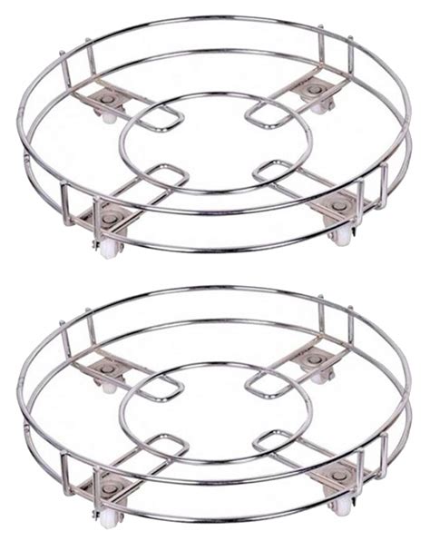 Kuber Industries Stainless Steel 2 Pieces Cylinder Trolly with 4 Wheels ...