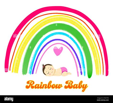 National Rainbow Baby Day card. Cute little child sleeping under ...