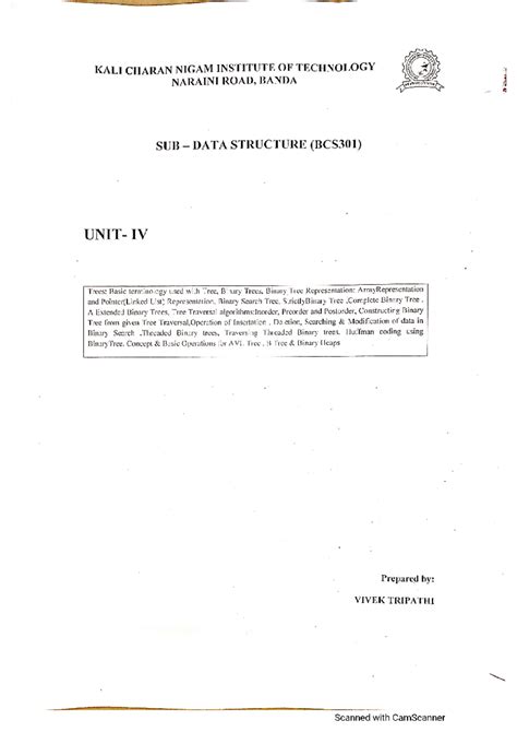 Data Structure Unit 4(BCS-301) - CAN KALI CHARAN NIGAM INSTITUTE OF ...