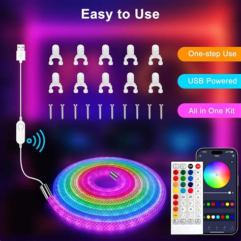 maylit 10ft 360-Degree ICRGB LED Rope Lights User Manual