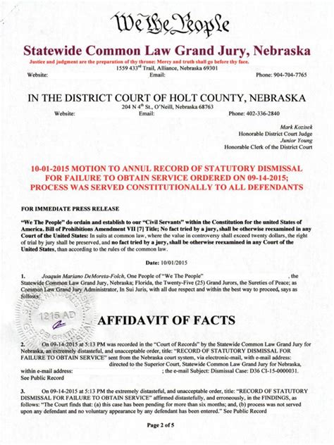 Statewide Common Law Grand Jury, Florida/Nebraska U. S. A.