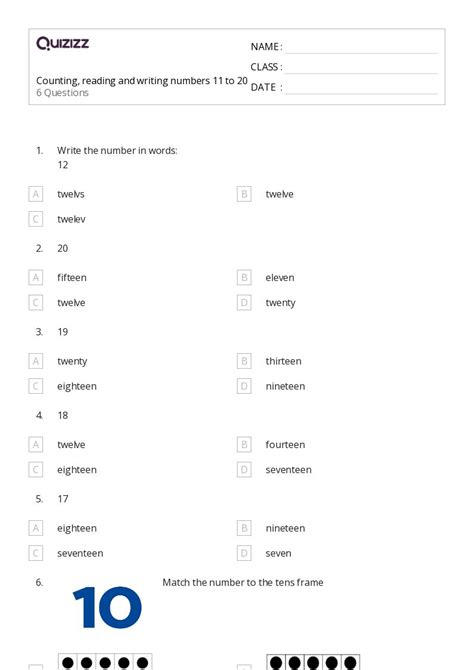 50+ Counting Numbers 11-20 worksheets on Quizizz | Free & Printable