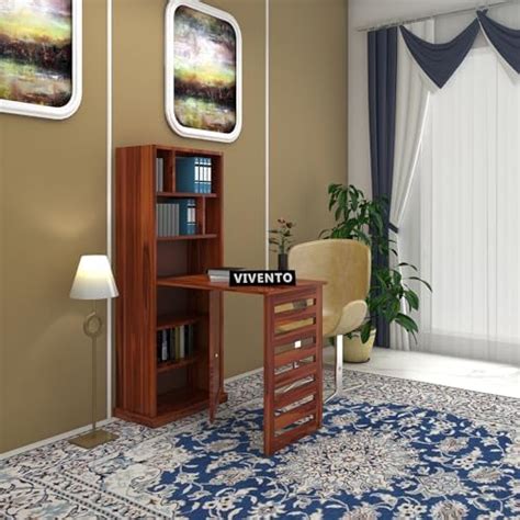 VIVENTO Solid Sheesham Wood Foldable Study Table for Adults | Computer ...