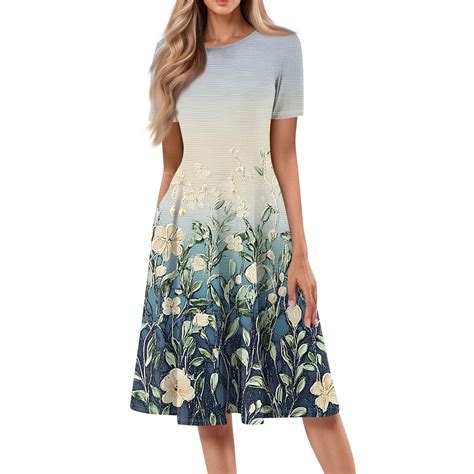 bbyeadc Women's Spring Dresses 2025 Loose Casual Mid-Length Dresses ...