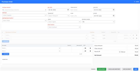 Other Actions for Purchase Order.
