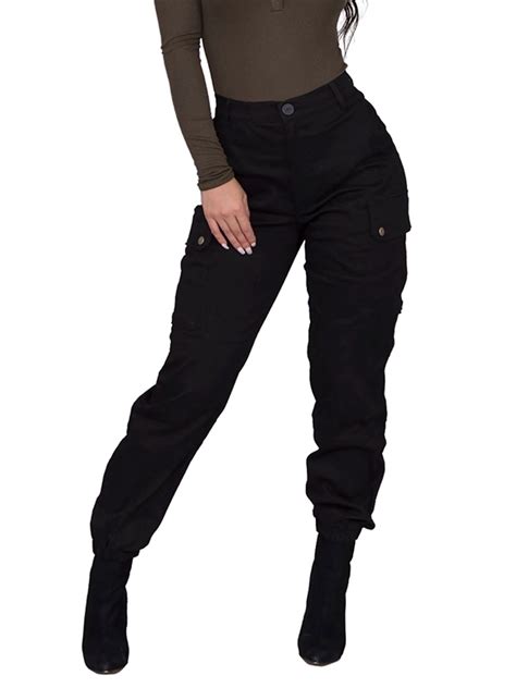 Skinny Black Cargo Pants For Women