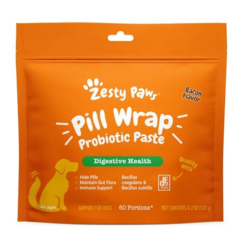 Zesty Paws Dog Pill Wrap Probiotic Paste Digestive Health Bacon -- 60 ...