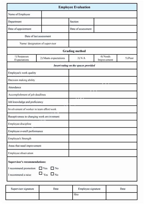 Sample Employee Performance Evaluation Form 的图像结果