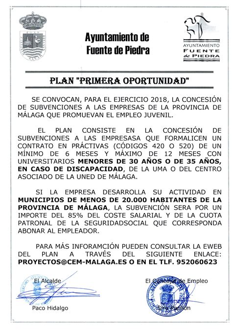 Plan Primera Oportunidad