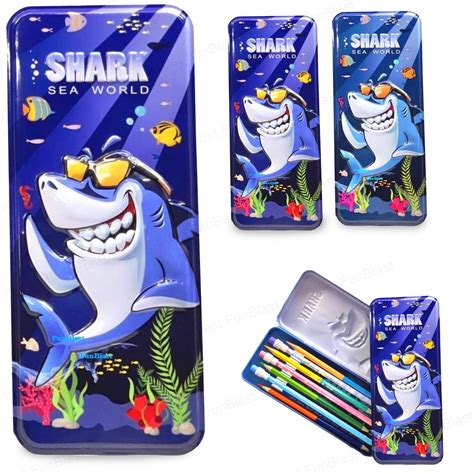 FunBlast Metal Pencil Box for Kids - Shark Theme Pencil Case for ...