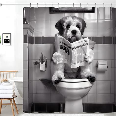 Amazon.com: Focal20 Funny Dog Shower Curtains, Cool Dog Read Book ...