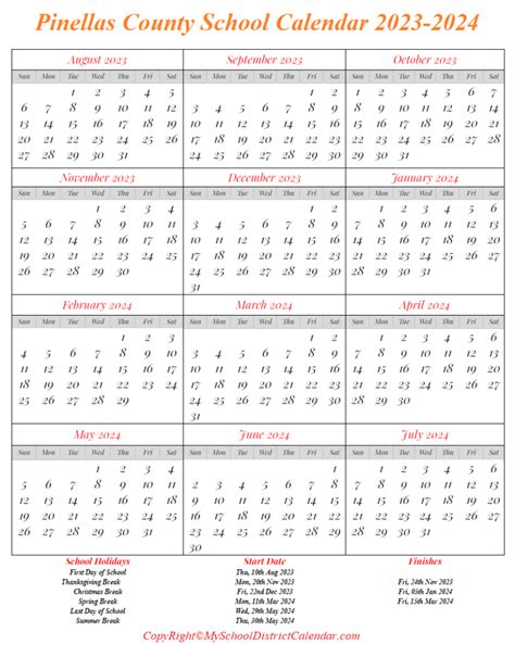 Pinellas County School Break Academic Year 2023-2024 - My School ...