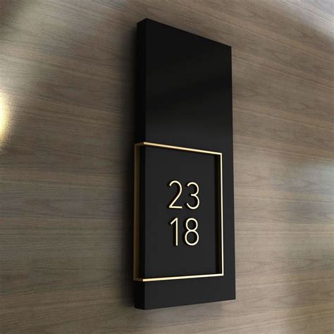 The unit number in painted acrylic and brushed brass. | Diseño de ...