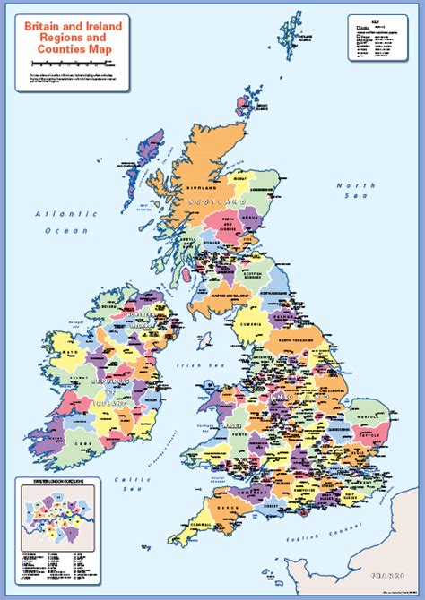 Counties and Regions map of the British Isles - Cosmographics Ltd