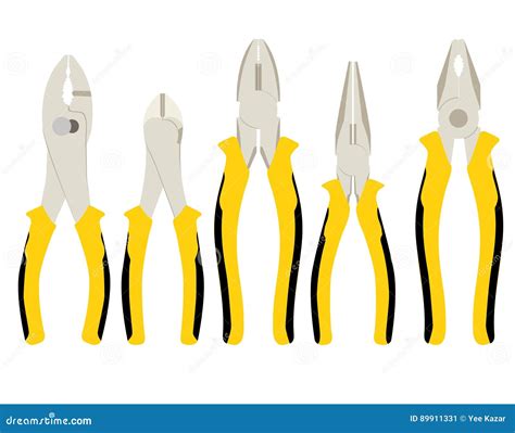 Set of Different Types of Pliers and Side Cutters Stock Illustration ...
