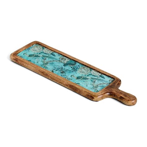 Saaga Rectangular Printed Serving Tray with Handle - 17.75 X 4.75 Inch ...