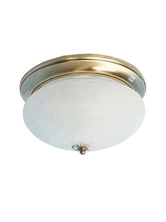 Buy Fos Lighting Zenith Crackle Glass Flush Mount Brass 40 Watts Round ...