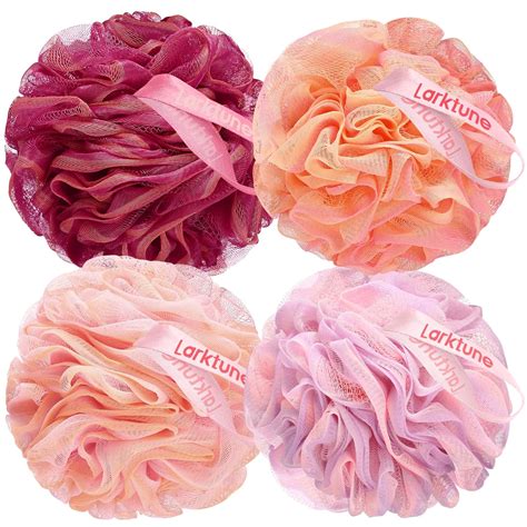 Loofah Bath Sponge XL 70g - 4 Pack Large Soft Nylon Mesh Puff for Body ...