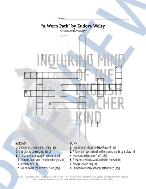"A Worn Path" by Eudora Welty Vocabulary Games for High School | Made ...