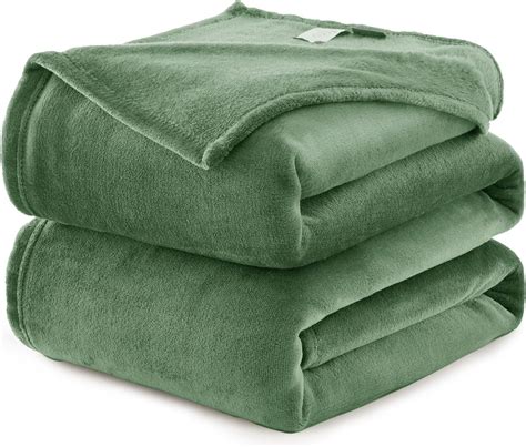 Amazon.com: CozyLux Fleece Blanket Throw Forest Green - 300GSM Soft ...
