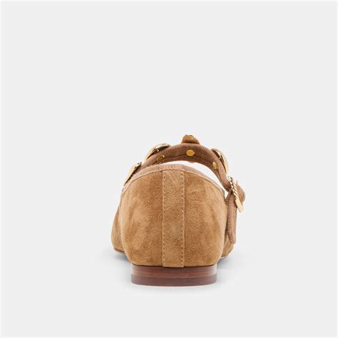 Relan Lt Brown Suede Ballet Flats | Dolce Vita