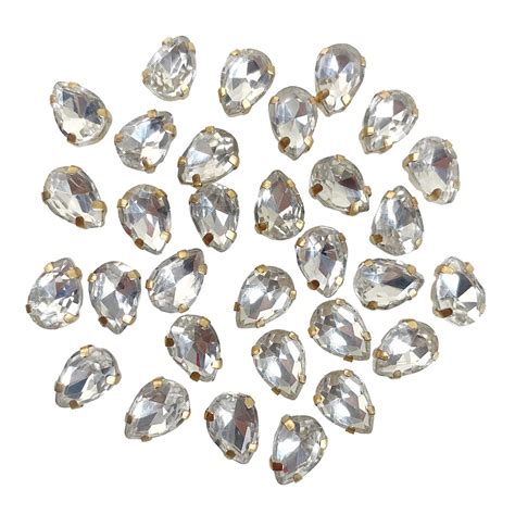 EmbroideryMaterial Silver Color Shiny Sew on Rhinestones/Gem Stones ...