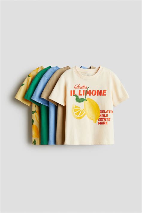 Cream/Lemons 5-pack jersey T-shirts for kids | H&M IN
