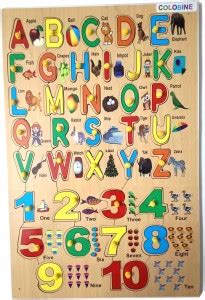 COLOBINE Wooden English Alphabets Capital Letters ABCD and Numbers 1-10 ...